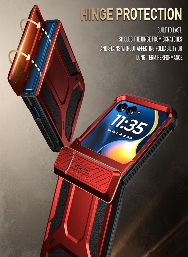 Poetic Spartan Case for Motorola Moto Razr 2025/2024, [Kickstand][Hinge Protection][20FT Mil-Grade Drop Tested], Full-Body Rugged Shockproof Protective Cover with Kickstand, Metallic Red - Image 5